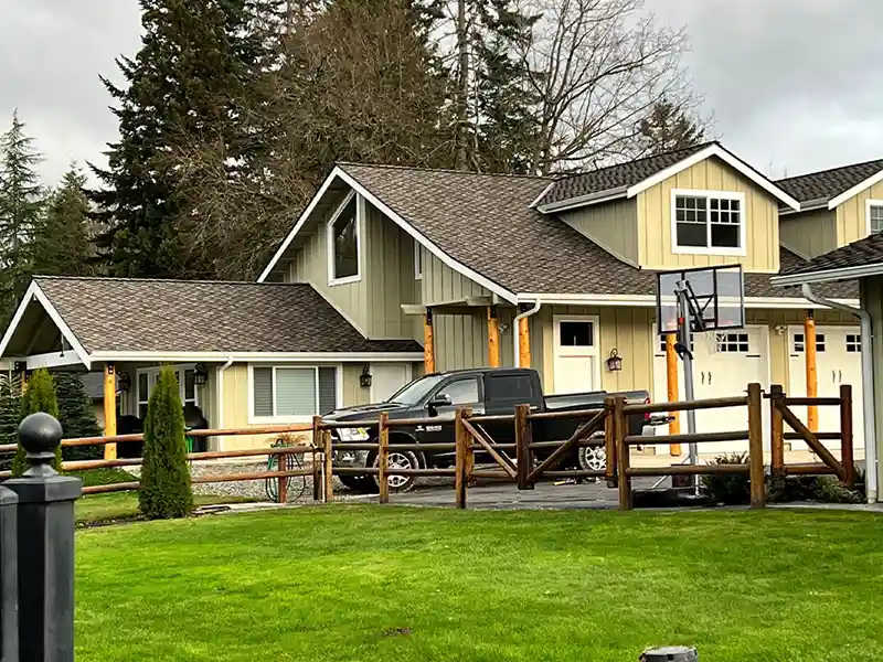 Home with new roof shingles